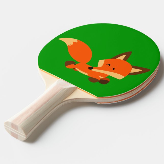 Cute Fleet Cartoon Fox Ping Pong Paddle (Front Angle)