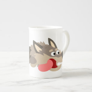 Cute Fleet Cartoon Wolf Bone China Mug