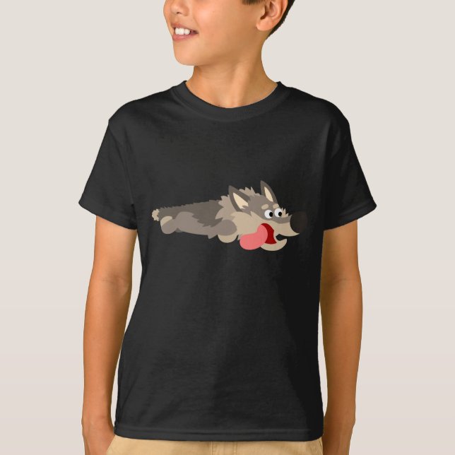 Cute Fleet Cartoon Wolf Children T-Shirt (Front)