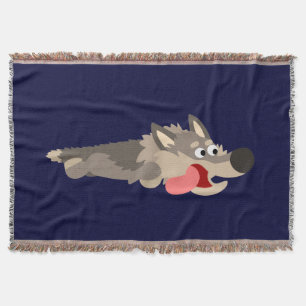 Cute Fleet Cartoon Wolf Throw Blanket