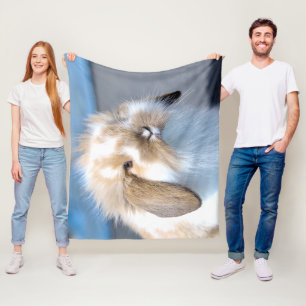 Cute Flemish white and brown rabbit Fleece Blanket