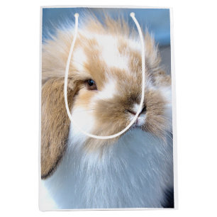 Cute Flemish white and brown rabbit Medium Gift Bag