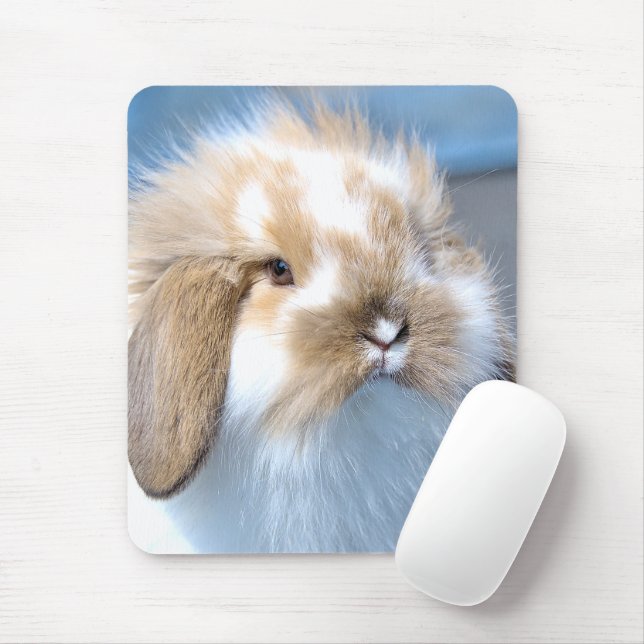 Cute Flemish white and brown rabbit   Mouse Mat (With Mouse)