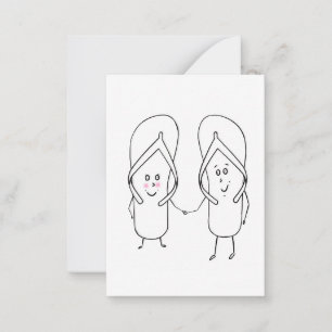 cute flip flop, couple, sandal theme card