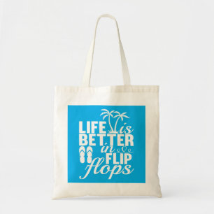 Cute flip flop life word art tote bag
