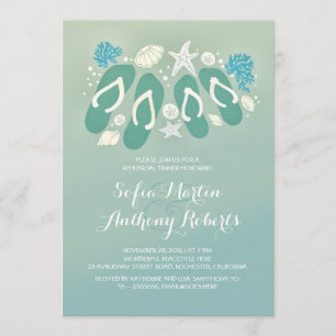 Cute flip flops beach rehearsal dinner invitation