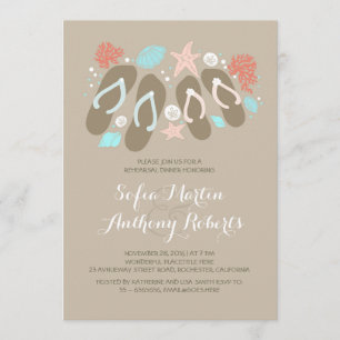 Cute flip flops beach rehearsal dinner invites