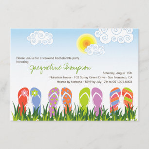 Cute Flip Flops Fun In The Sun Bachelorette Party Invitation