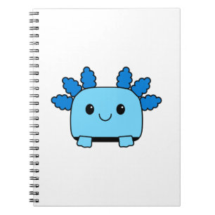 Cute Flippable Blue Axolotl Notebook 