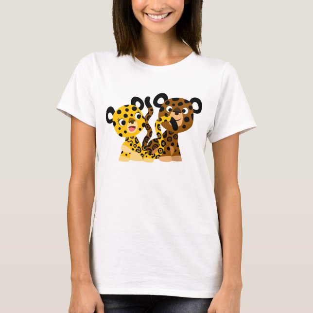 Cute Flirtatious Cartoon Jaguars Women T-Shirt (Front)