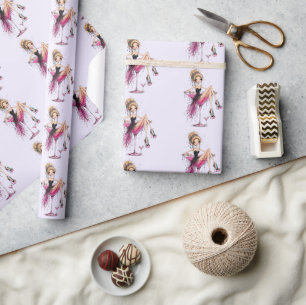 Cute Flirty Girl in a Martini Glass Pattern Wrapping Paper