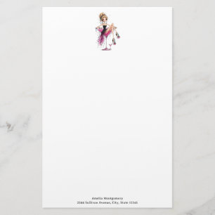 Cute Flirty Girl in a Martini Glass Stationery