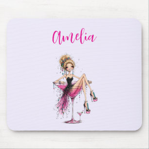Cute Flirty Lady in a Martini Glass Mouse Mat