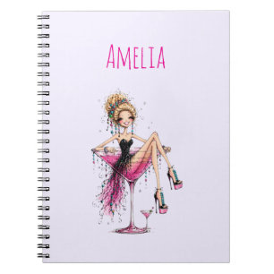 Cute Flirty Lady in a Martini Glass Notebook