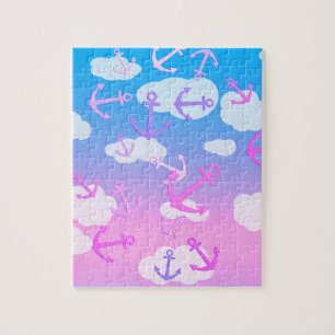 Cute Floating Anchors Dreamy Scenery Children's Jigsaw Puzzle