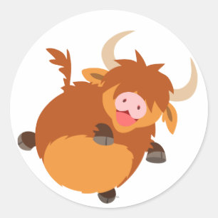 Cute Floating Cartoon Highland Cow Sticker