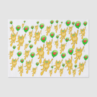 Cute floating cats, on a tissue paper. paper