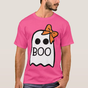 Cute Floating Ghost Orange Ribbon Halloween Costum T-Shirt