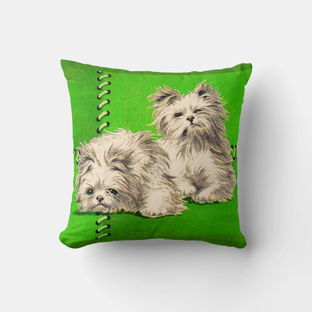 cute floofy dogs print cushion (Front)