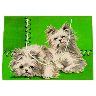 cute floofy dogs print large gift bag