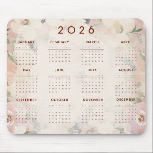 Cute Floral 2026 Calendar Mouse Mat
