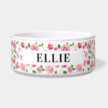 Cute Floral Add Pet's Name Custom Text Pink