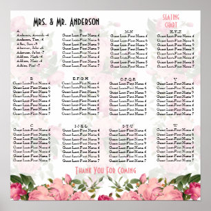 Cute floral Alphabetical seating chart