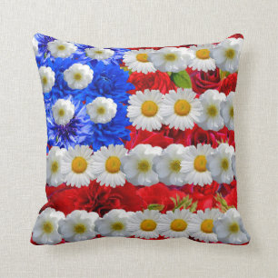 cute floral american flag cushion