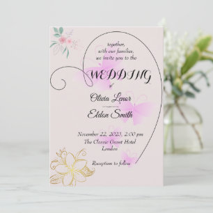 cute floral and butterfly invitation card