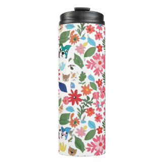 Cute Floral & Animal Character Seamless Pattern -  Thermal Tumbler