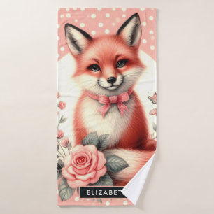 Cute Floral Baby Fox Bath Towel