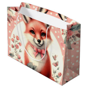 Cute Floral Baby Fox Large Gift Bag