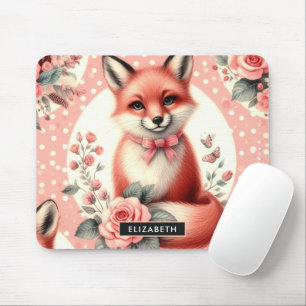 Cute Floral Baby Fox Mouse Mat