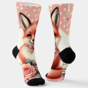 Cute Floral Baby Fox Socks