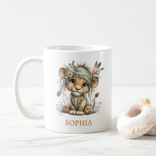 Cute Floral Baby Lion Wild One 1st Birthday Coffee Mug