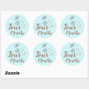 Cute Floral Baby Milestone Classic Round Sticker
