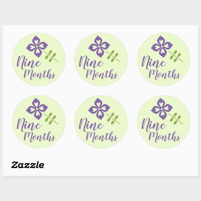 Cute Floral Baby Milestone Classic Round Sticker (Sheet)