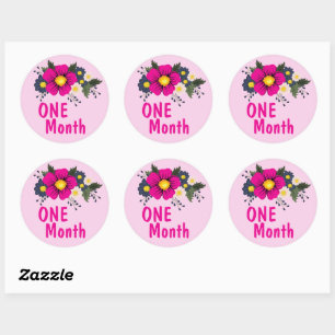 Cute Floral Baby Milestone Classic Round Sticker