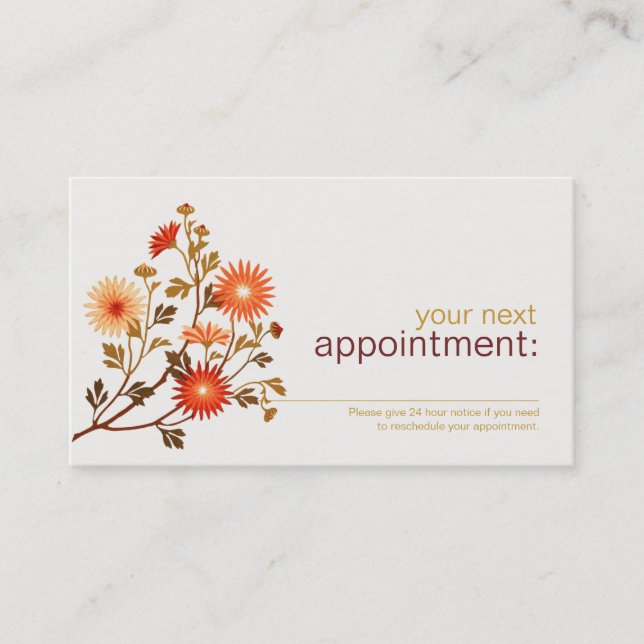 Cute Floral Beauty Salon Appointment Card (Front)