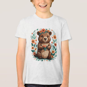 Cute floral beaver Tri-Blend shirt