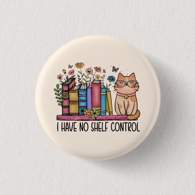 Cute Floral Books and Cat 3 Cm Round Badge (Front)