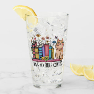 Cute Floral Books and Cat Glass