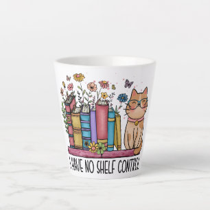 Cute Floral Books and Cat Latte Mug