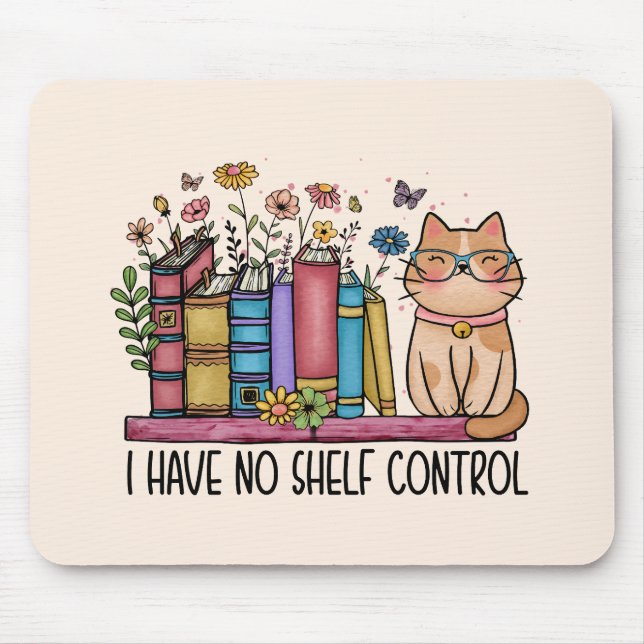 Cute Floral Books and Cat Mouse Mat (Front)
