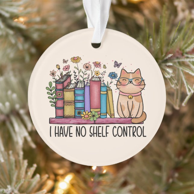 Cute Floral Books and Cat Ornament (Tree)