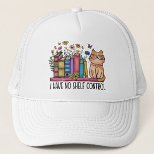 Cute Floral Books and Cat Trucker Hat
