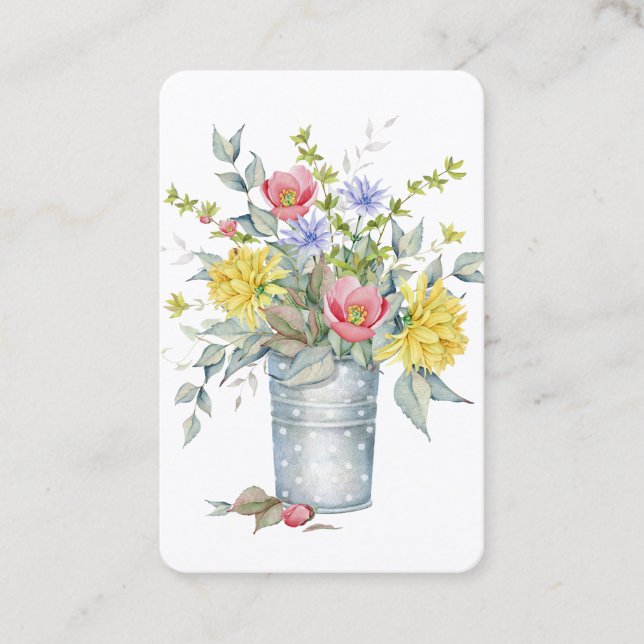 Cute Floral Boquet Wedding Website RSVP Business Card (Front)