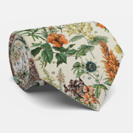Cute Floral Botanical Drawing by Adolphe Millot Tie
