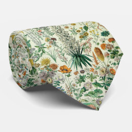 Cute Floral Botanical Drawing by Adolphe Millot Tie