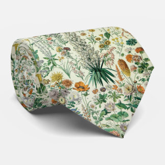Cute Floral Botanical Drawing by Adolphe Millot Tie